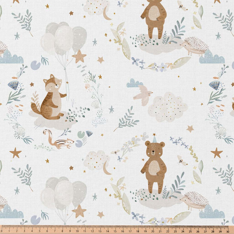 Printed Cotton TRODOUX White / Blue
